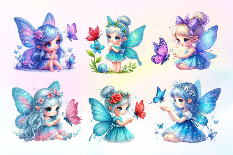 Cute Fairy With Butterfly Clipart Bundle 2 - CraftNest - Digital Crafting and Art