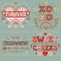 Retro Love Words Clipart Bundle - CraftNest - Digital Crafting and Art