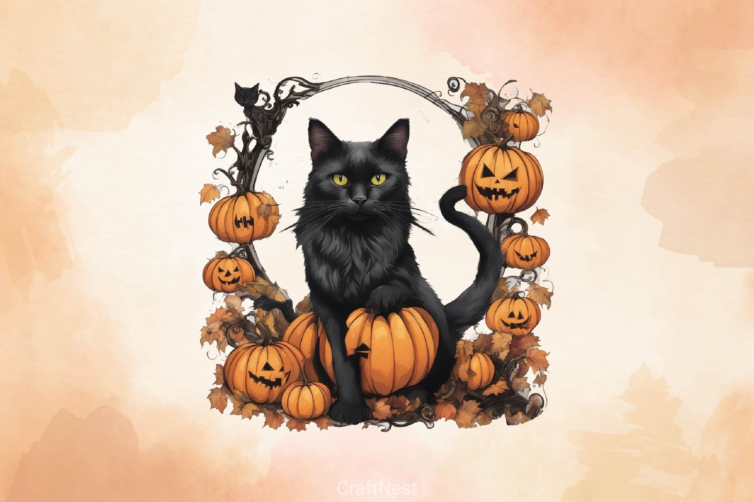 Halloween Black Cat Clipart Bundle 8 - CraftNest - Digital Crafting and Art