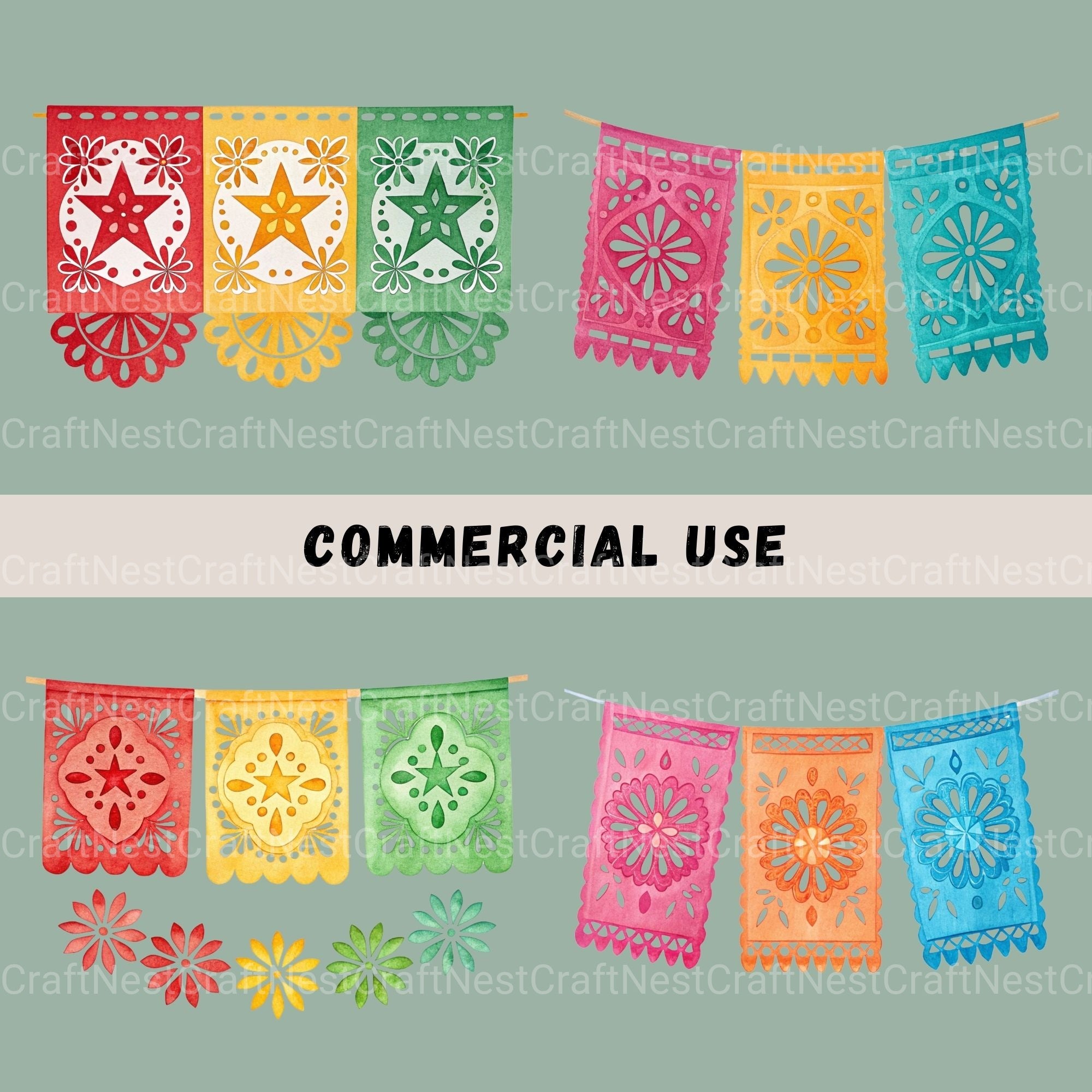 Papel Picado Banners Clipart Bundle - CraftNest - Digital Crafting and Art