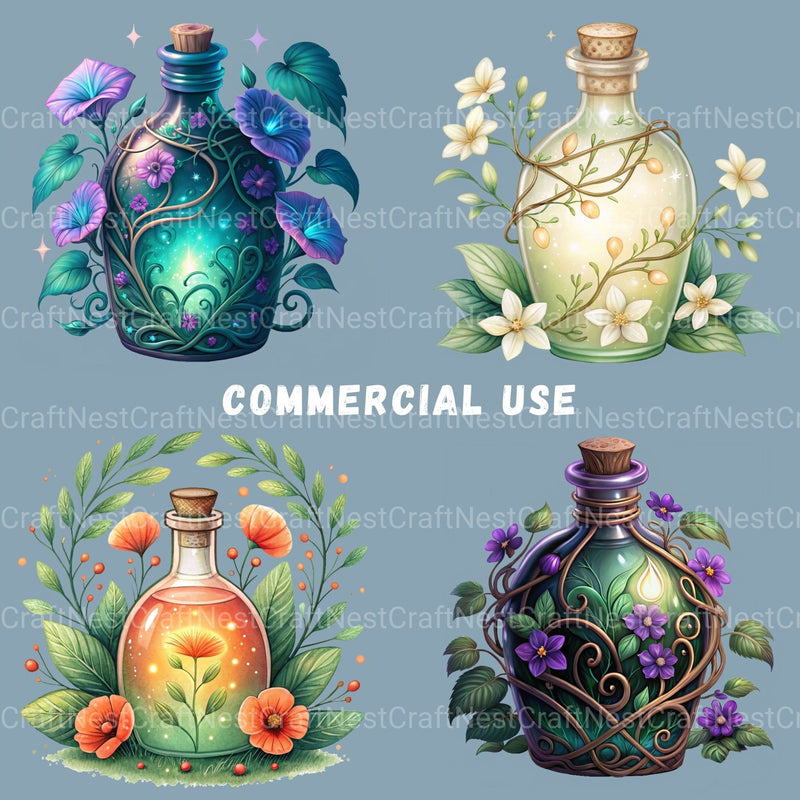Magic Potion Bottles Clipart Bundle - CraftNest - Digital Crafting and Art