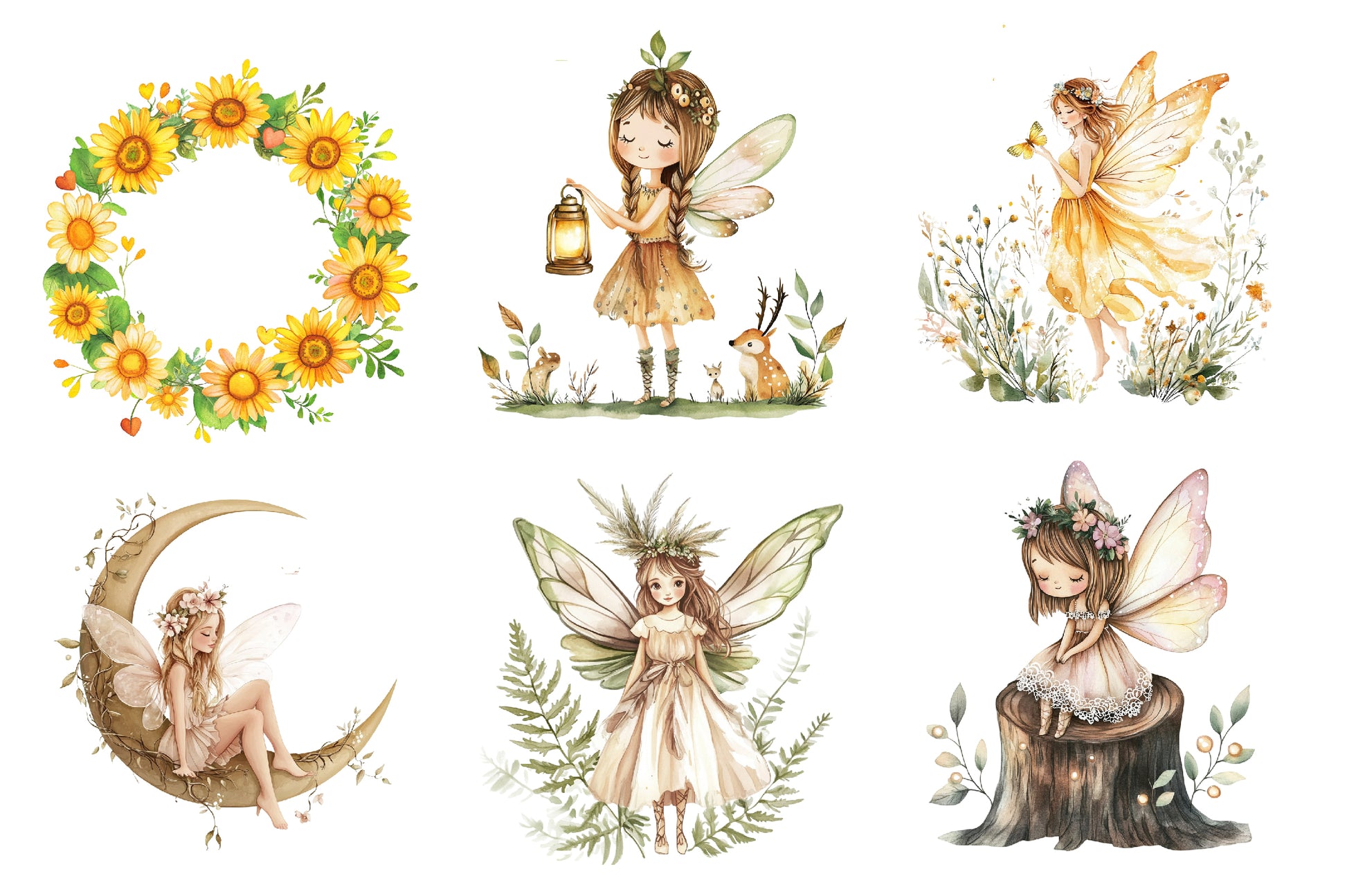 Boho Woodland Fairy Clipart Bundle - CraftNest - Digital Crafting and Art