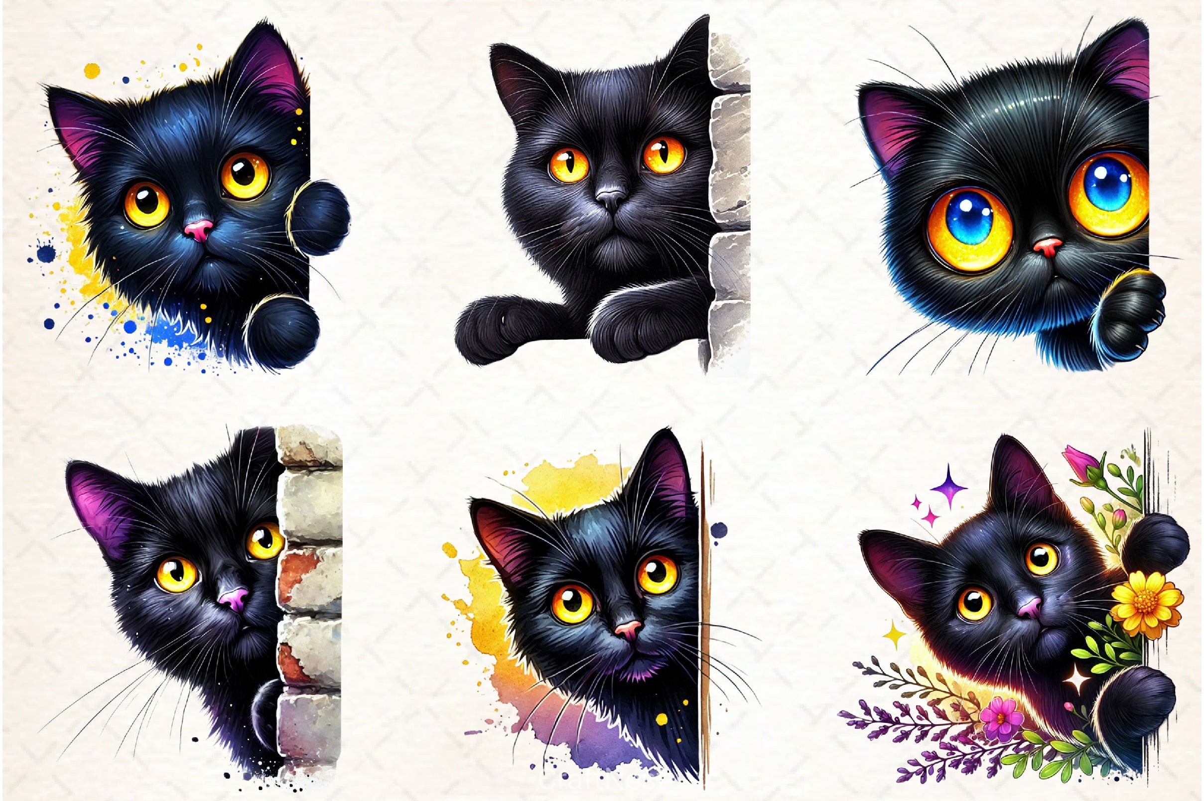Black Cat Peeking Clipart Bundle - CraftNest - Digital Crafting and Art