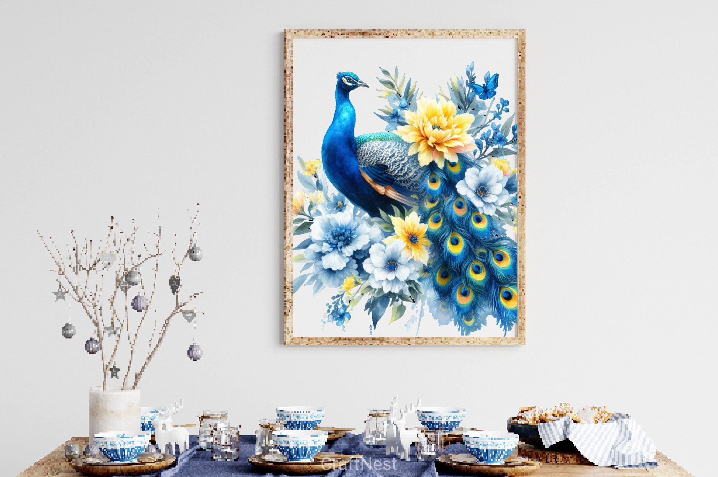 Floral Peacock Clipart Bundle - CraftNest - Digital Crafting and Art