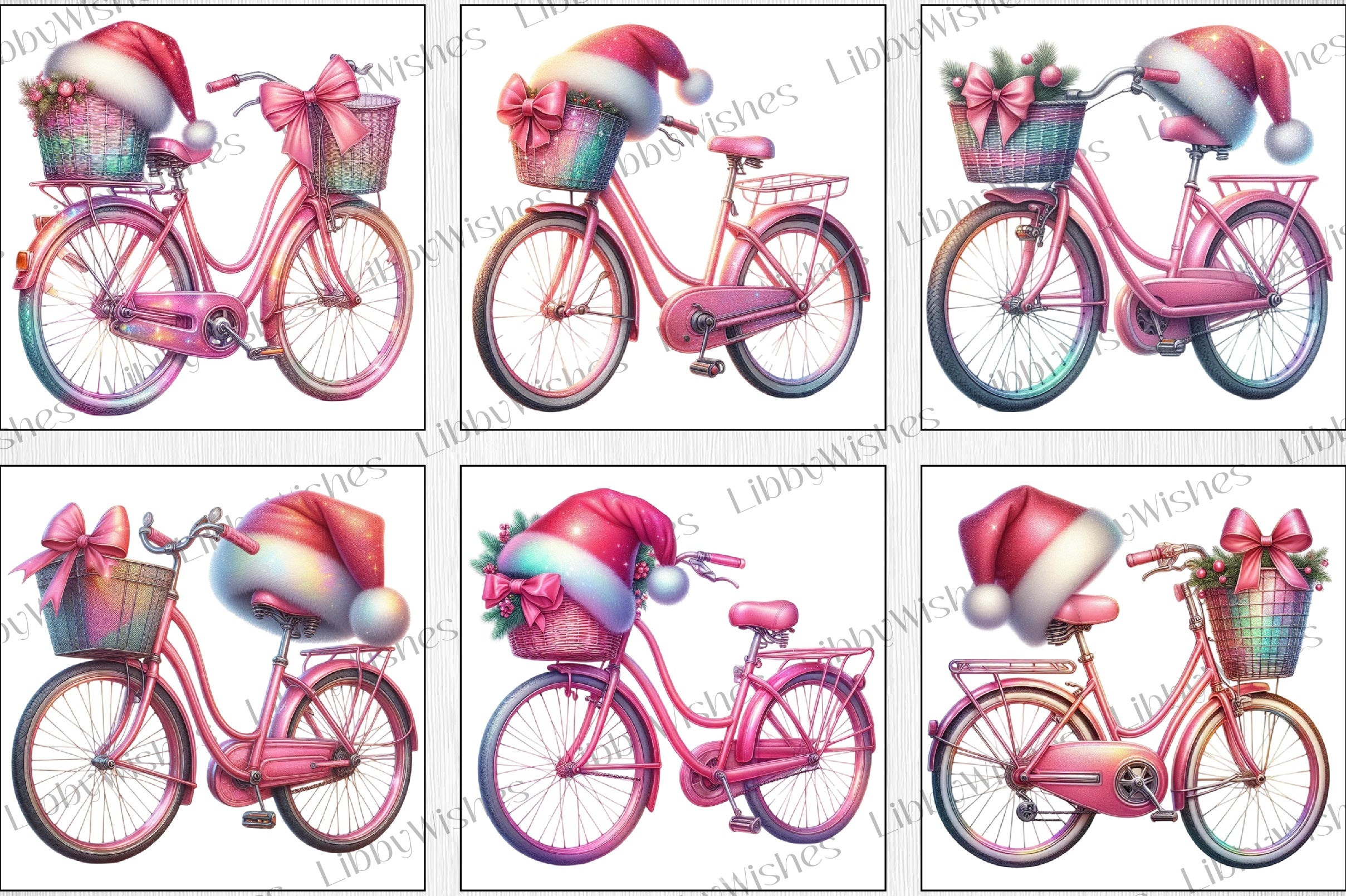Christmas Bicycle Clipart Bundle - CraftNest - Digital Crafting and Art