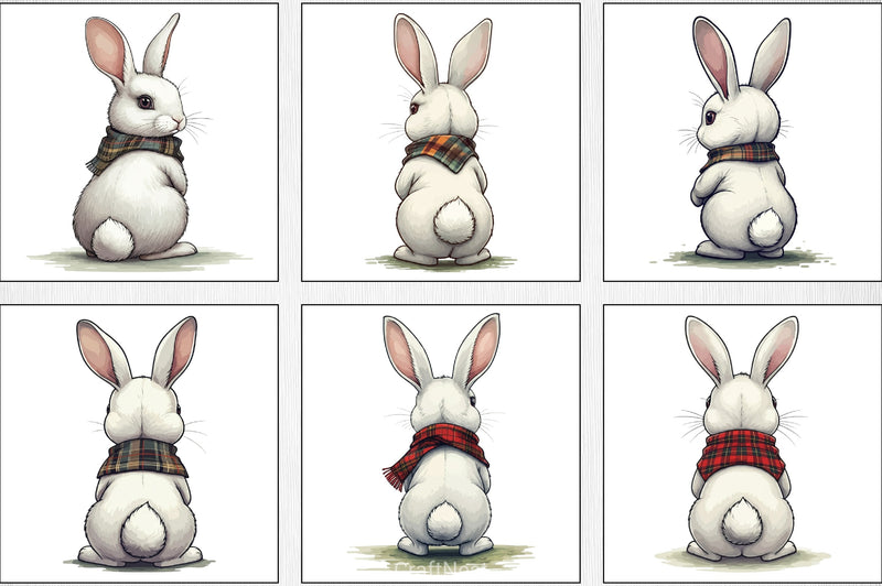 Bunny Back View Clipart Bundle 2 - CraftNest - Digital Crafting and Art
