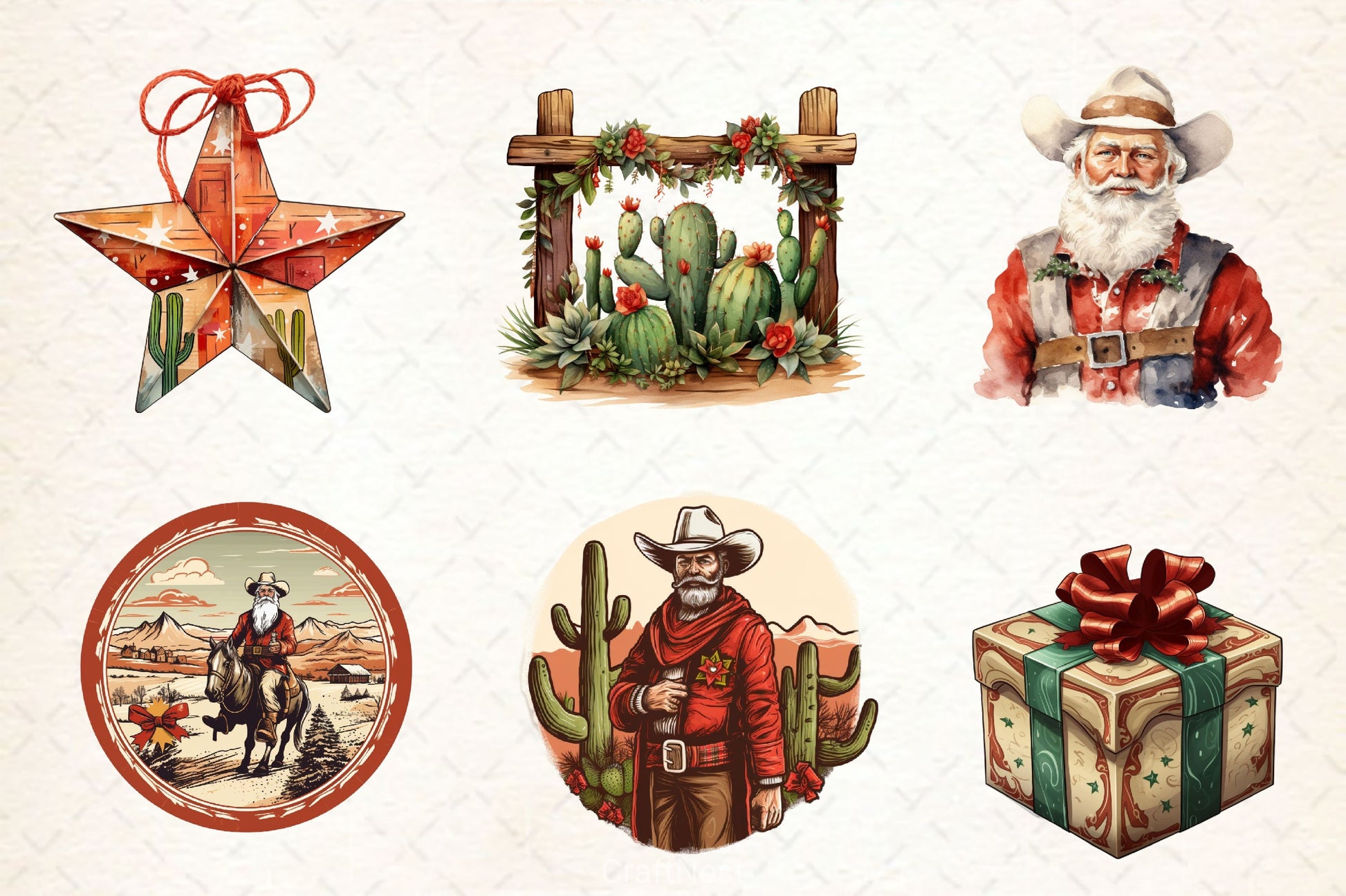 Western Christmas Clipart Bundle 2 - CraftNest - Digital Crafting and Art