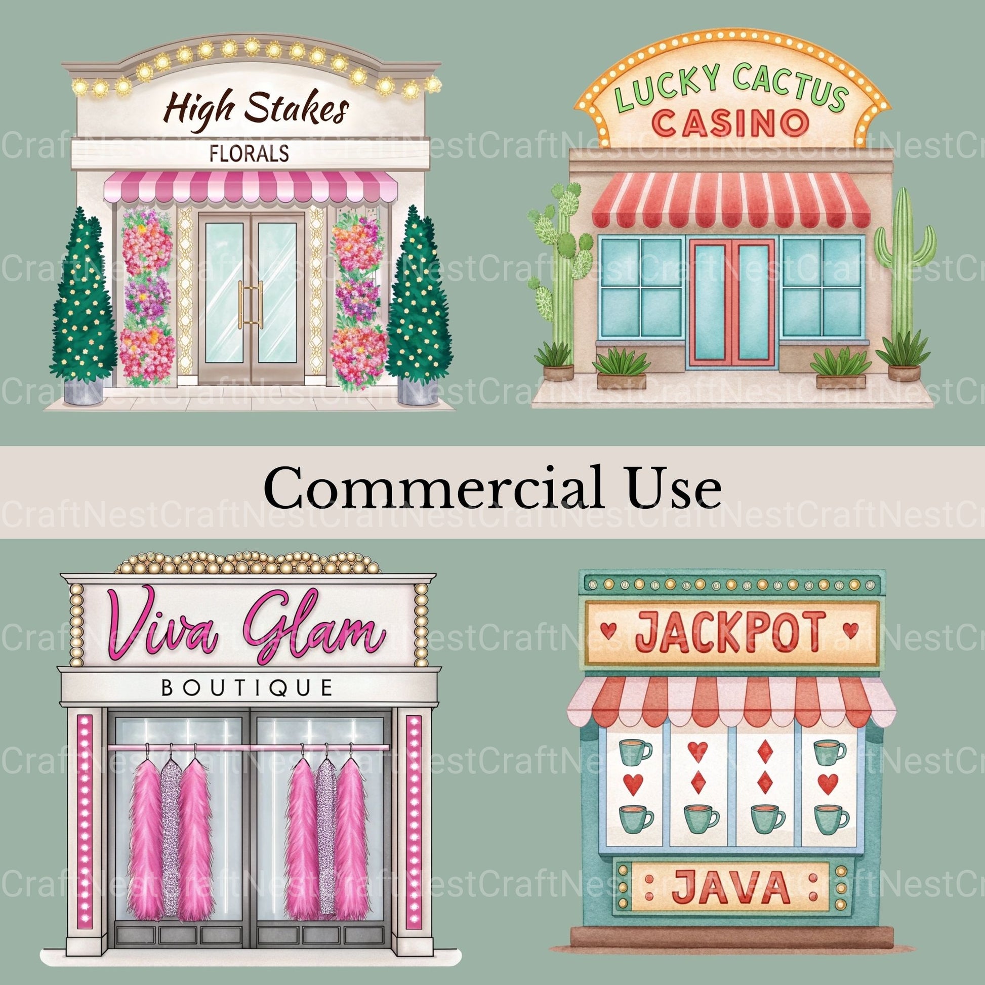 Village Shops Las Vegas Clipart Bundle - CraftNest - Digital Crafting and Art