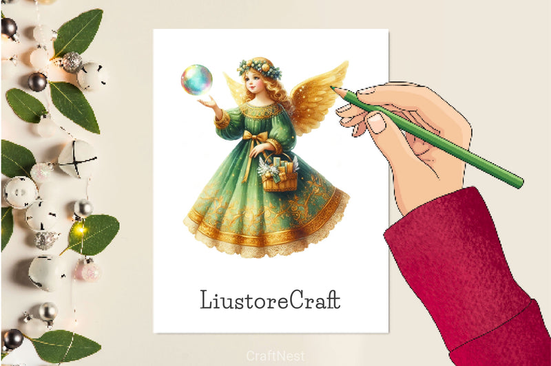 Vintage Christmas Angel Clipart Bundle - CraftNest - Digital Crafting and Art