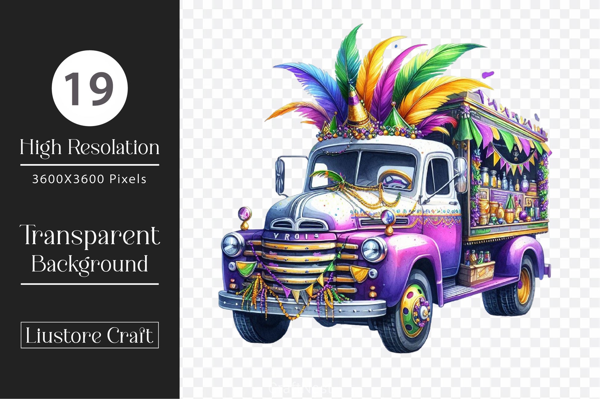 Mardi Gras Truck Clipart Bundle 3 - CraftNest - Digital Crafting and Art