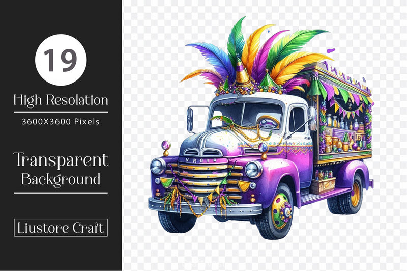 Mardi Gras Truck Clipart Bundle 3 - CraftNest - Digital Crafting and Art