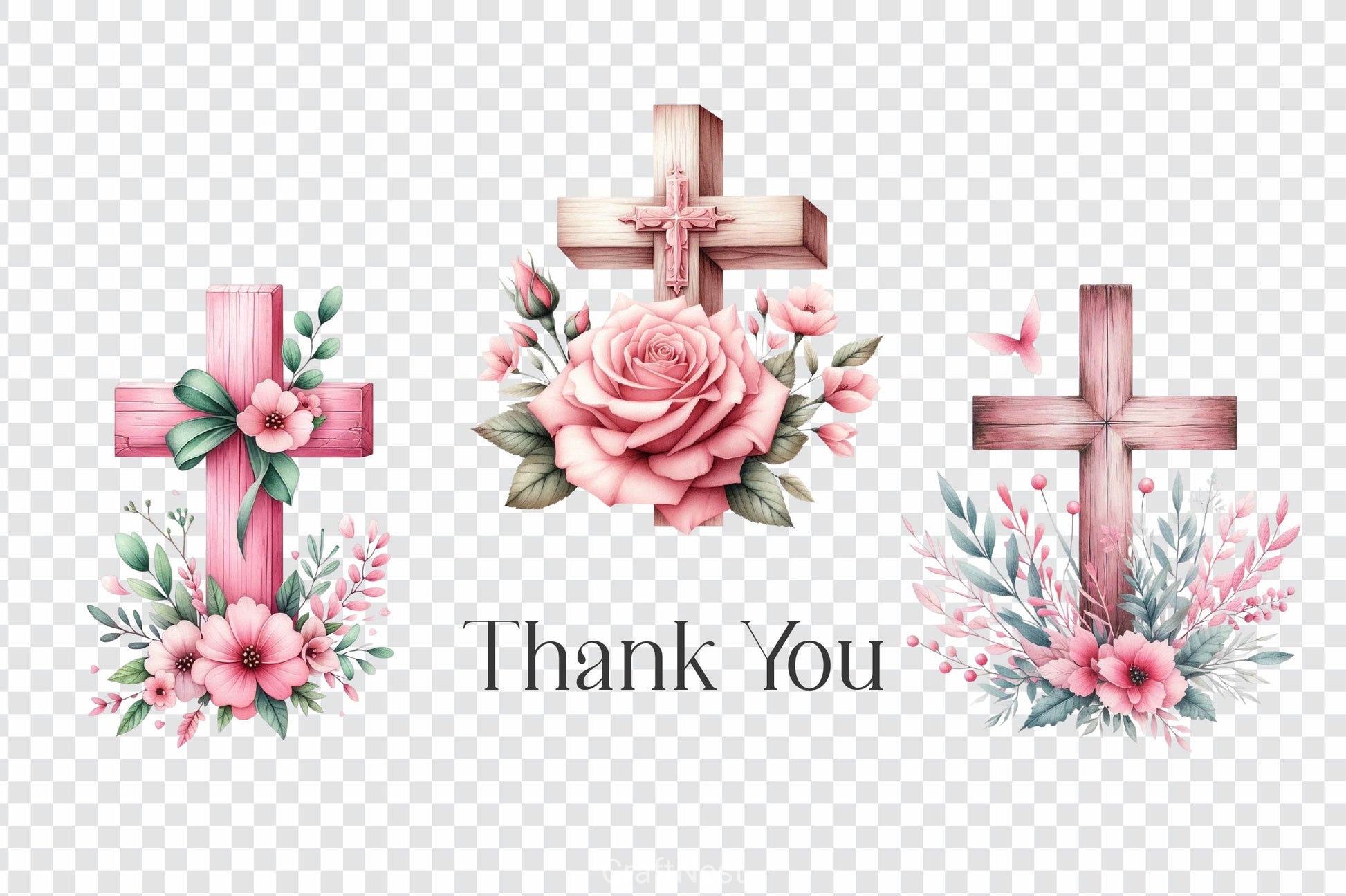 Pink Wooden Cross Clipart Bundle 2 - CraftNest - Digital Crafting and Art