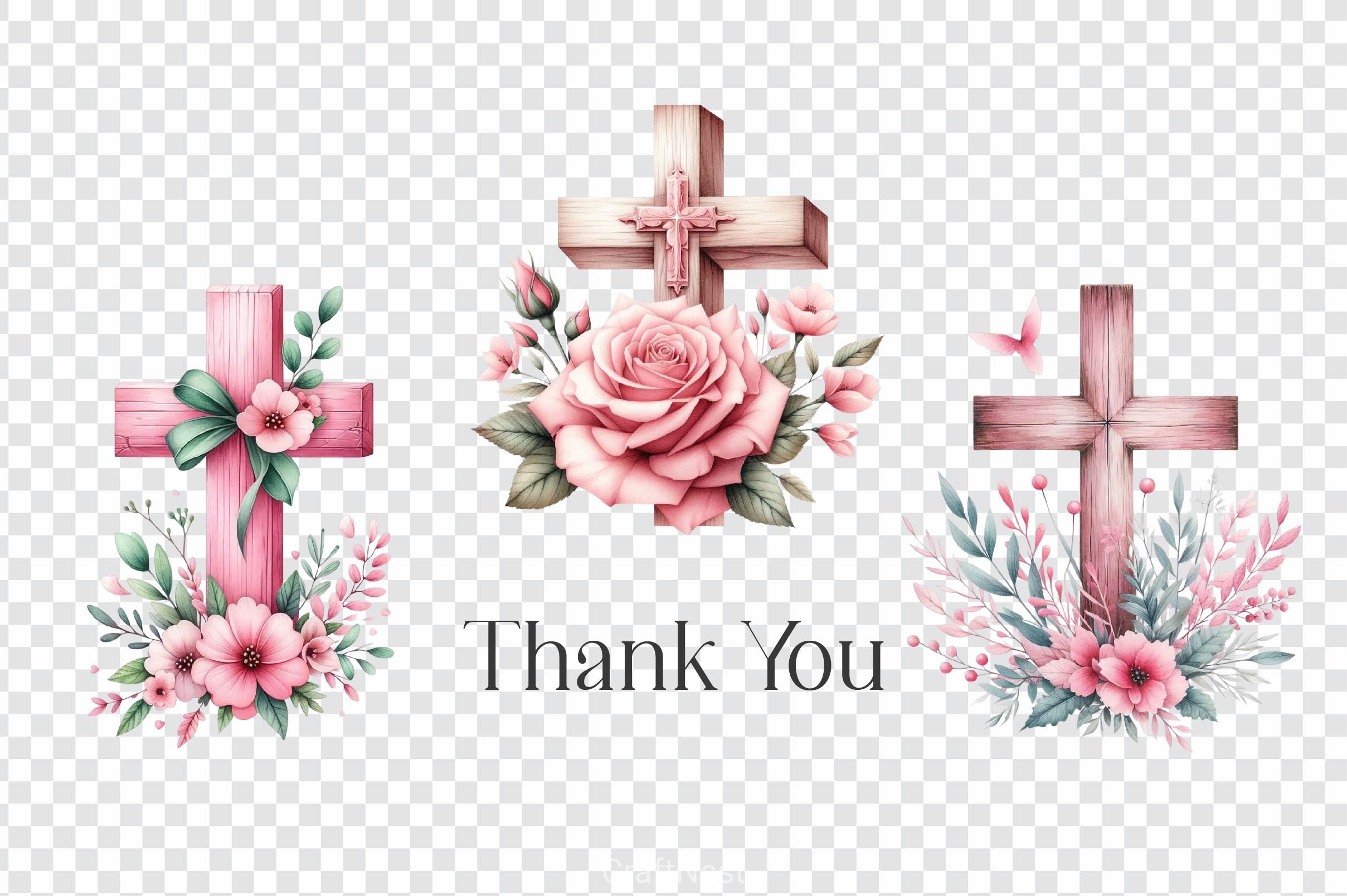 Pink Wooden Cross Clipart Bundle 2 - CraftNest - Digital Crafting and Art