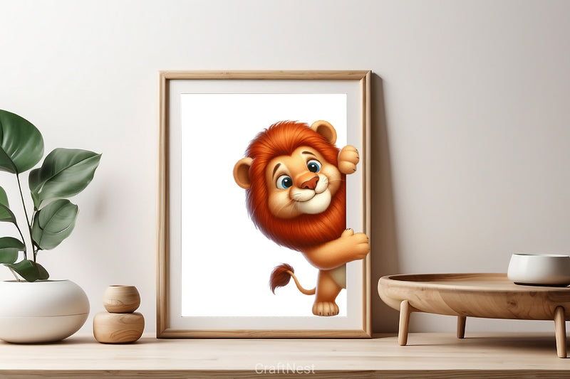 Cute Lion Peeking Clipart Bundle - CraftNest - Digital Crafting and Art