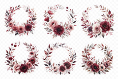 Burgundy Blush Floral Clipart Bundle - CraftNest - Digital Crafting and Art