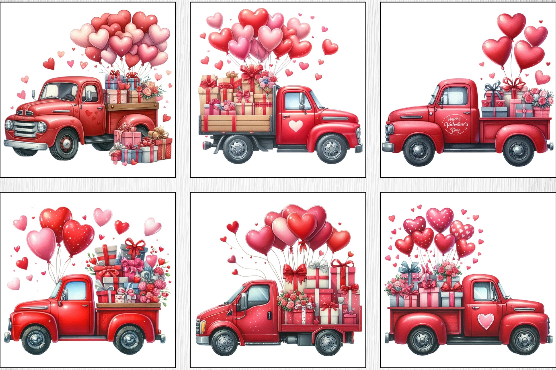 Valentine Red Trucks Clipart Bundle - CraftNest - Digital Crafting and Art