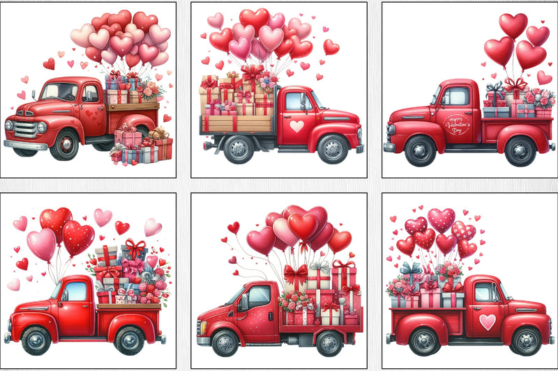 Valentine Red Trucks Clipart Bundle - CraftNest - Digital Crafting and Art