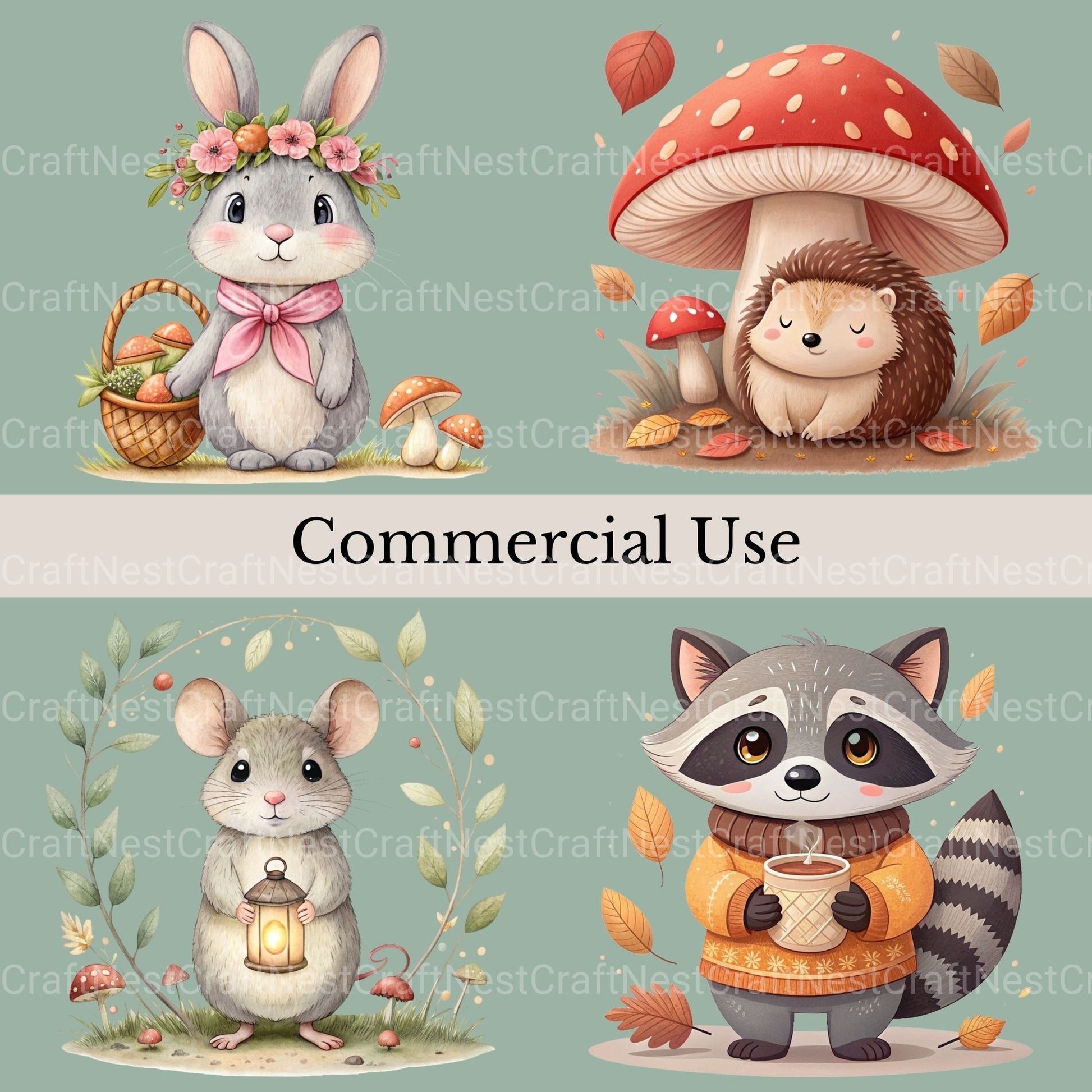 Woodland Animals 3 Clipart Bundle - CraftNest - Digital Crafting and Art