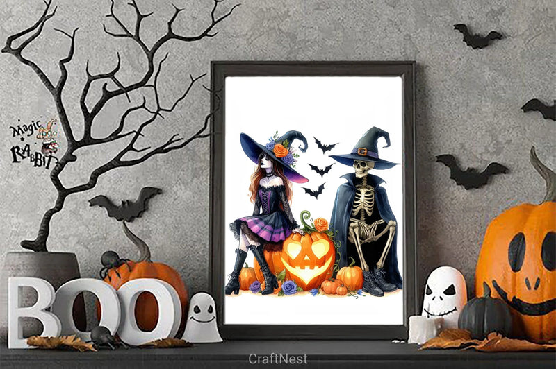 Halloween Couple Skeleton Clipart Bundle - CraftNest - Digital Crafting and Art