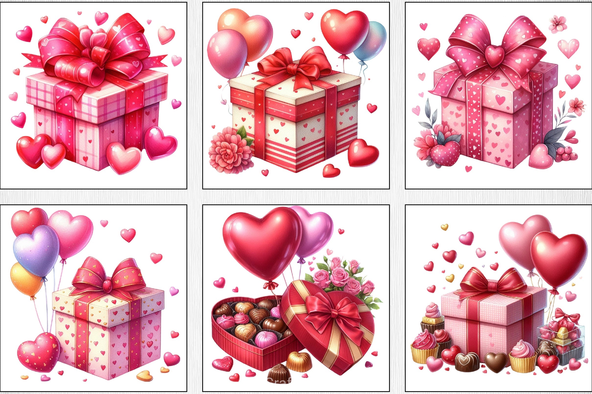Valentine Gift Box Balloons Clipart Bundle - CraftNest - Digital Crafting and Art