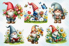 Spring Gnomes Clipart Bundle 3 - CraftNest - Digital Crafting and Art