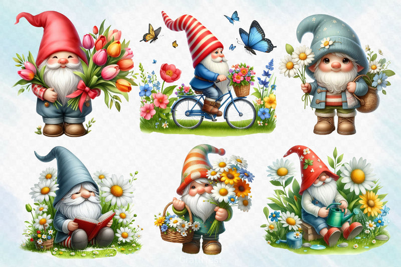 Spring Gnomes Clipart Bundle 3 - CraftNest - Digital Crafting and Art