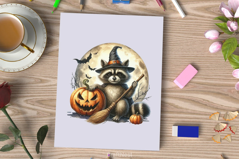 Halloween Raccoon Clipart Bundle 11 - CraftNest - Digital Crafting and Art