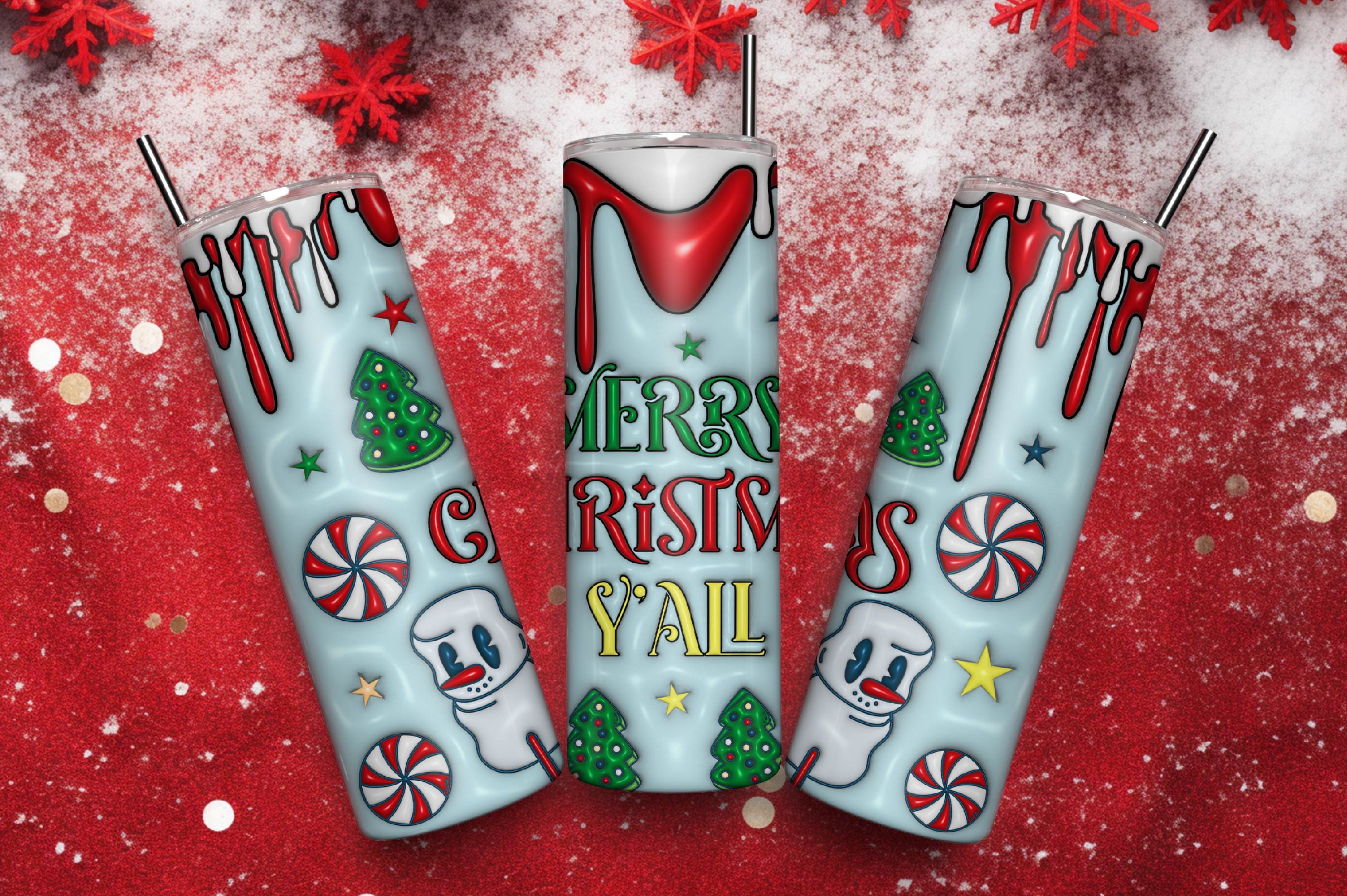 3D Inflated Christmas Tumbler Bundle 17 - CraftNest - Digital Crafting and Art