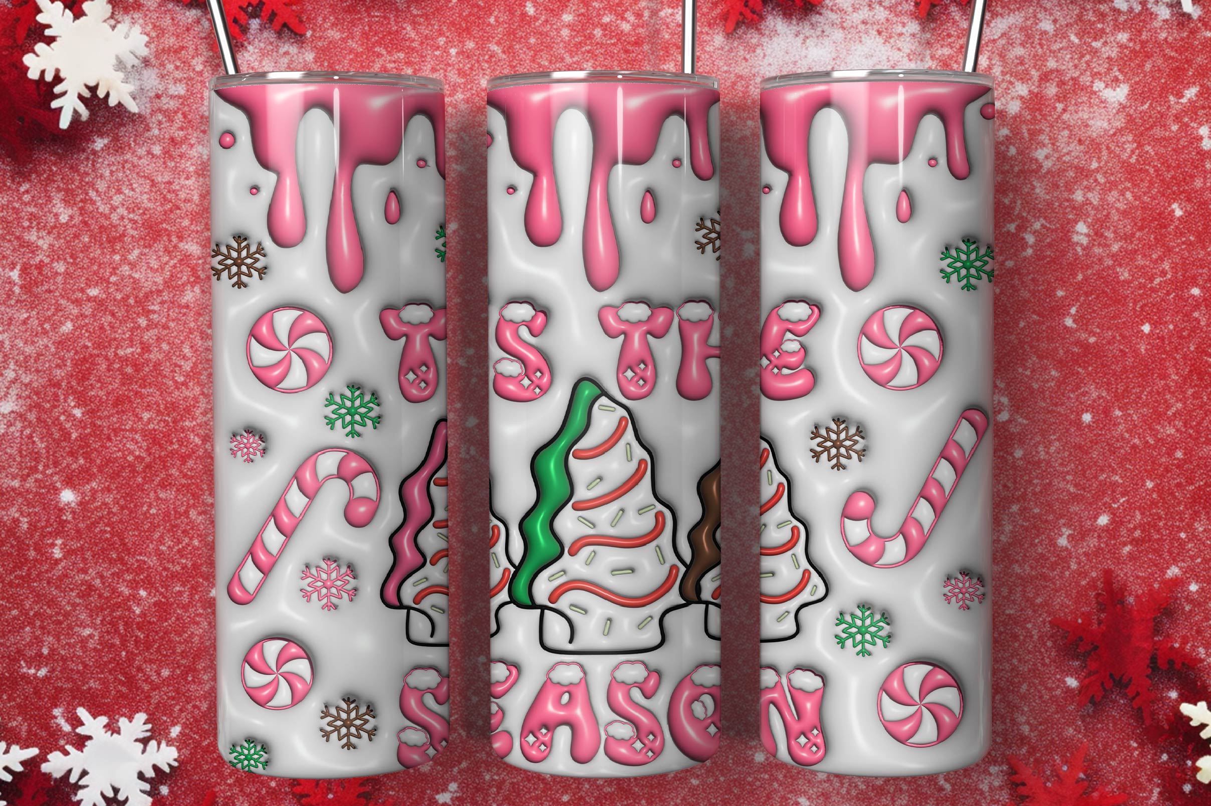 3D Inflated Christmas Tumbler Bundle 4 - CraftNest - Digital Crafting and Art
