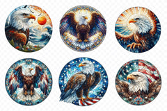 Bald Eagle Stained Glass North America Clipart Bundle - CraftNest - Digital Crafting and Art