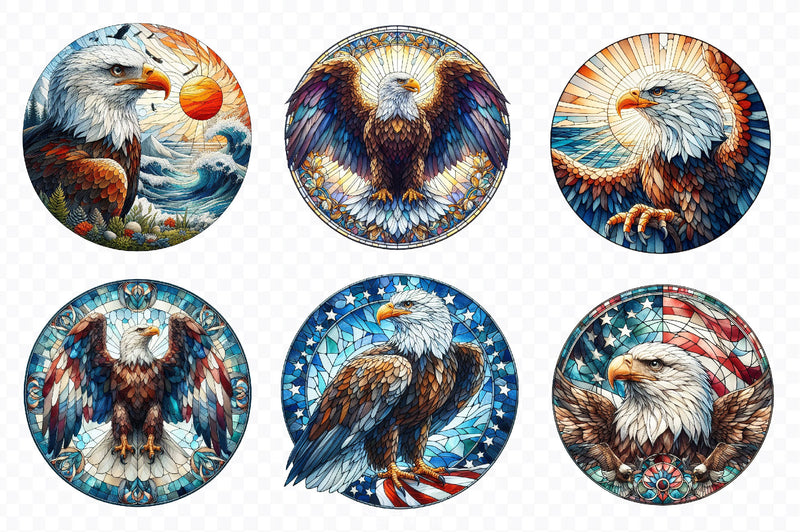 Bald Eagle Stained Glass North America Clipart Bundle - CraftNest - Digital Crafting and Art