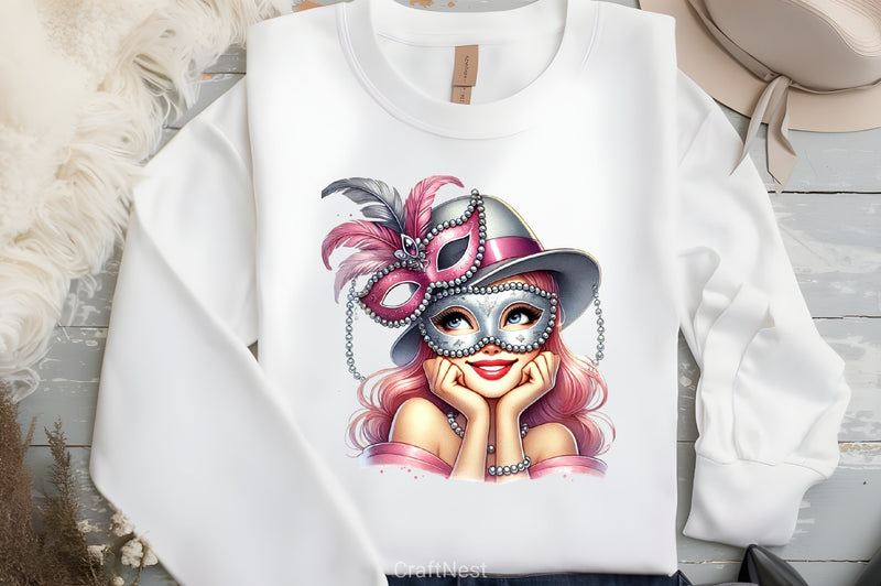 Mardi Gras Carnival Mask Girl Clipart Bundle - CraftNest - Digital Crafting and Art