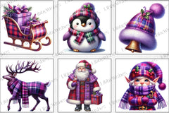 Purple Plaid Christmas Clipart Bundle - CraftNest - Digital Crafting and Art
