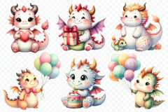 Cute Baby Dragon Valentine Clipart Bundle - CraftNest - Digital Crafting and Art