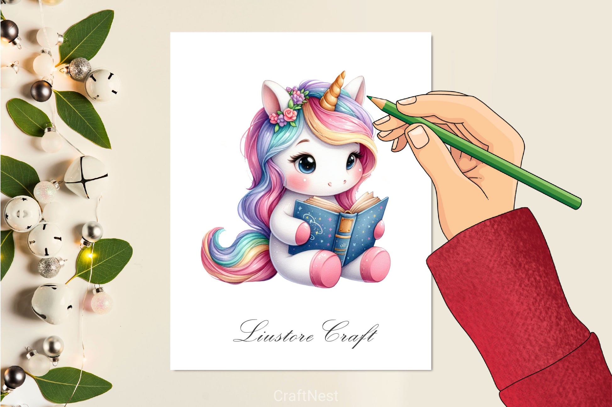 Cute Unicorn Reading A Book Clipart Bundle - CraftNest - Digital Crafting and Art