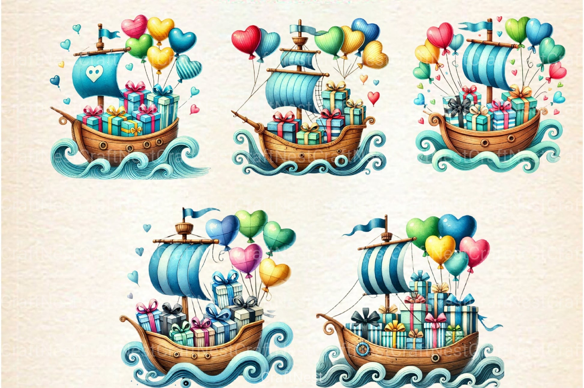 Valentine Ship Clipart Bundle - CraftNest - Digital Crafting and Art