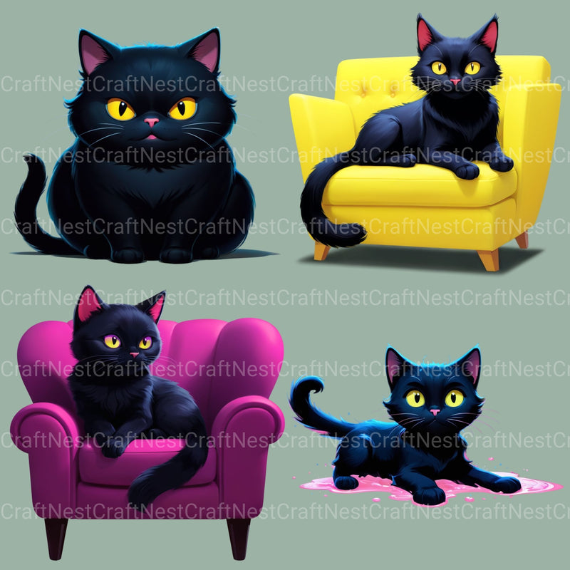 Black Cats Clipart Bundle - CraftNest - Digital Crafting and Art