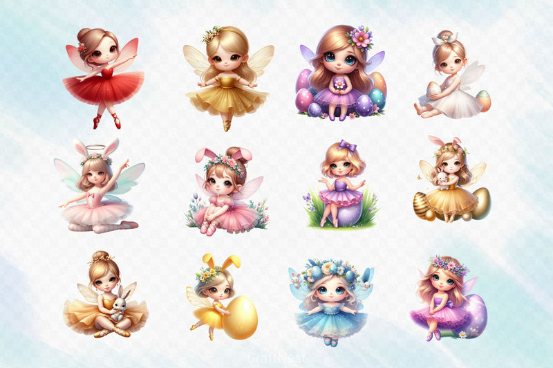 Easter Ballerina Fairy Clipart Bundle 2 - CraftNest - Digital Crafting and Art