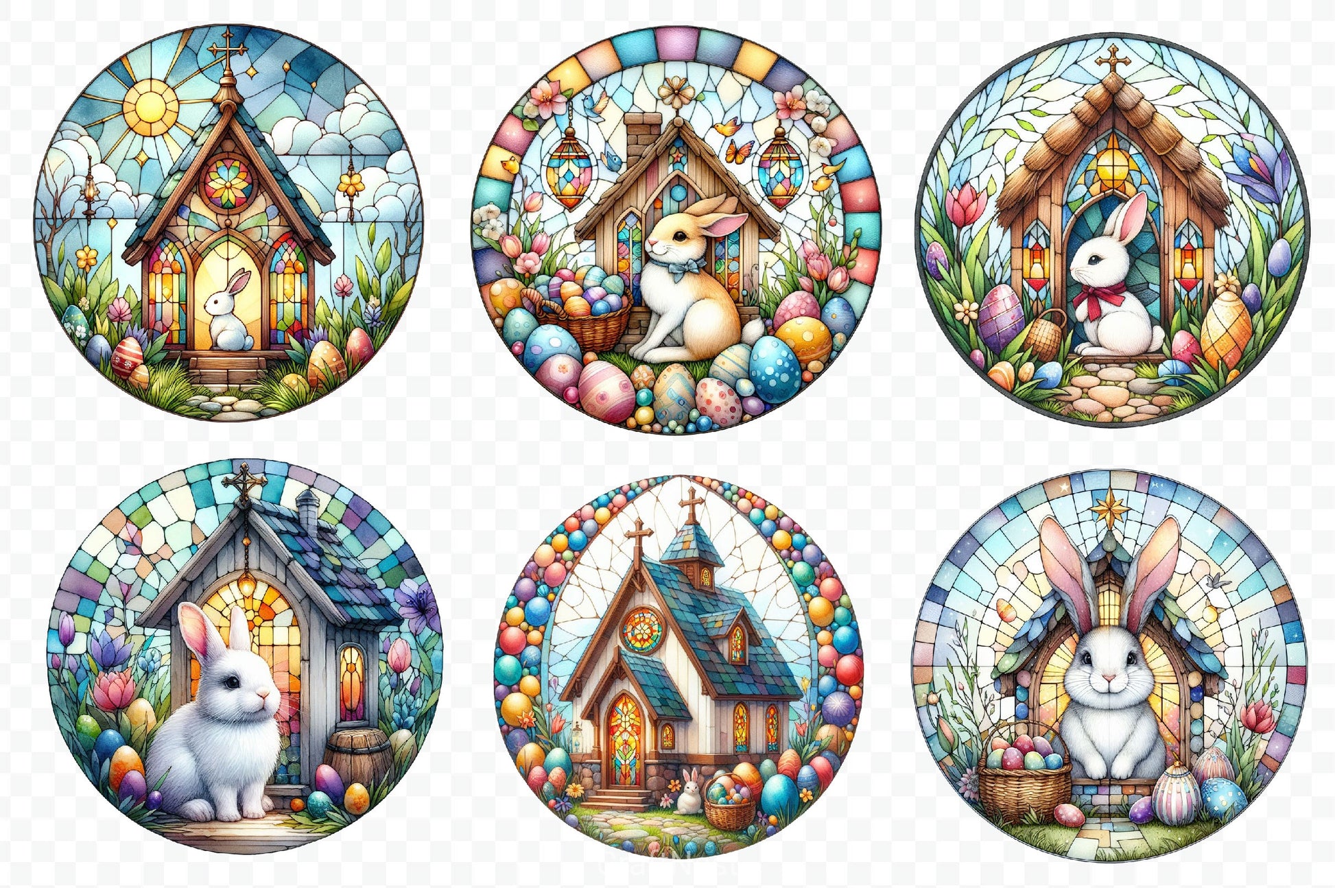 Round Stained Glass Easter Clipart Bundle - CraftNest - Digital Crafting and Art
