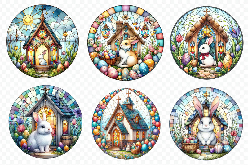 Round Stained Glass Easter Clipart Bundle - CraftNest - Digital Crafting and Art