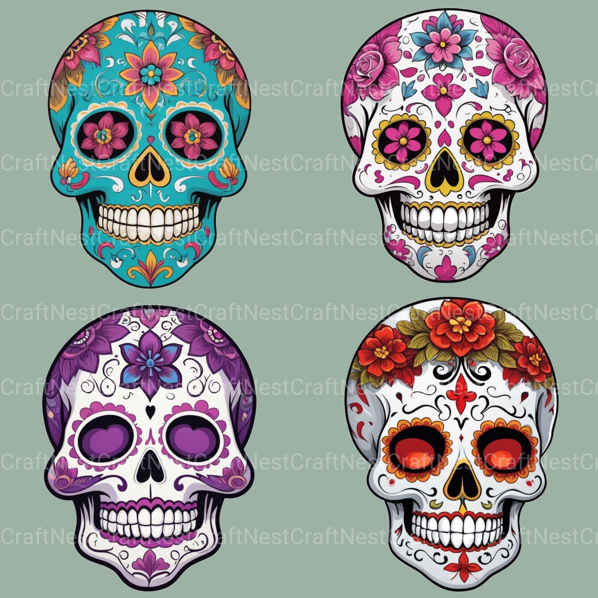 Sugar Skulls Clipart Bundle - CraftNest - Digital Crafting and Art