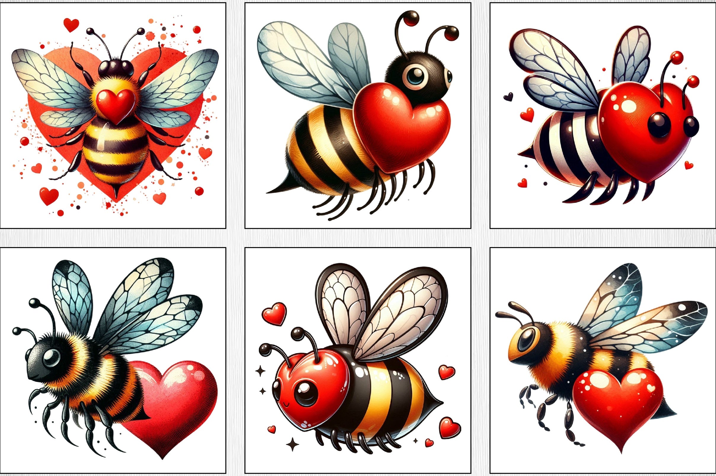 Valentine Bee Clipart Bundle - CraftNest - Digital Crafting and Art