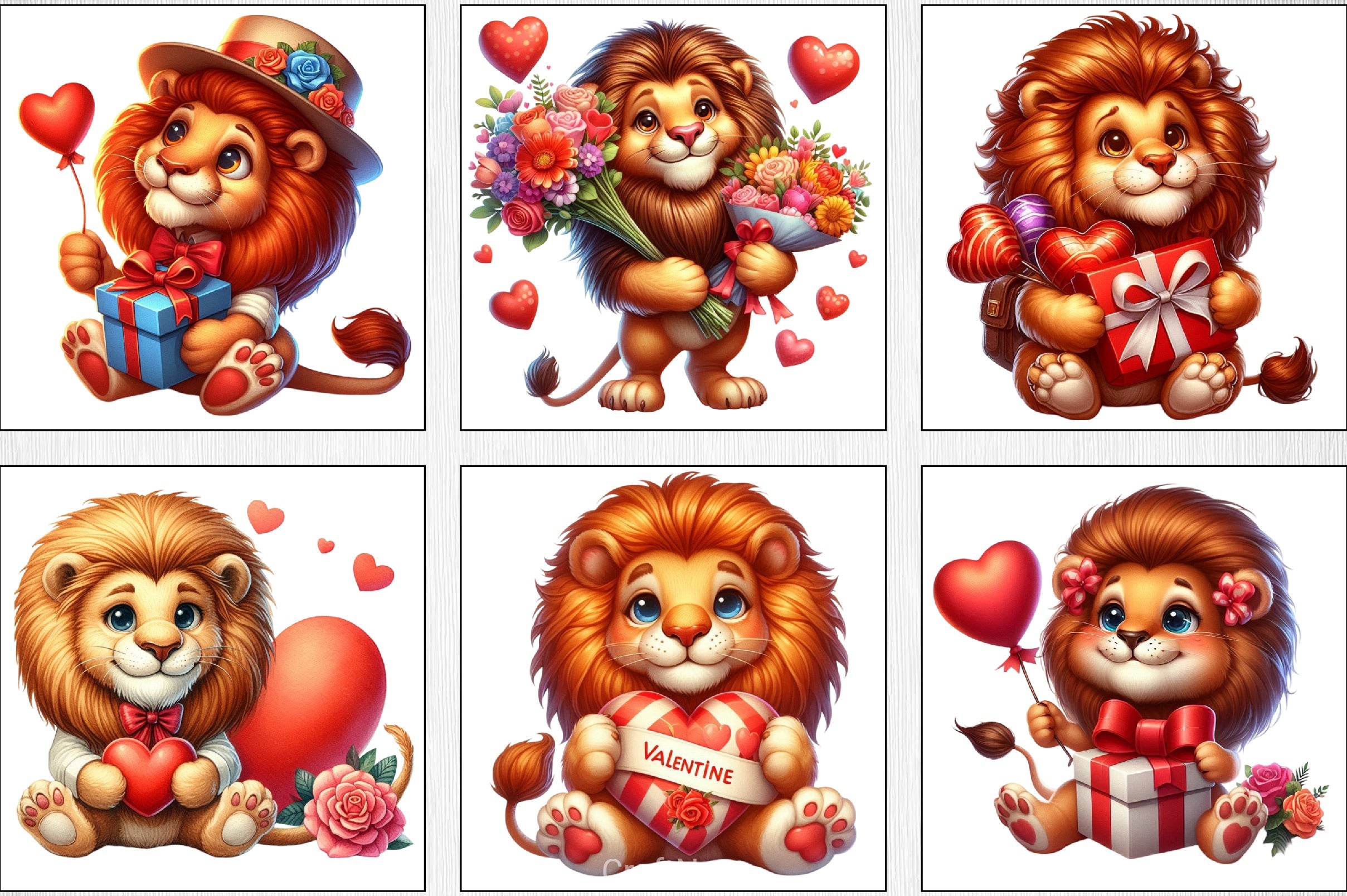 Valentine's Day Lion Clipart Bundle - CraftNest - Digital Crafting and Art