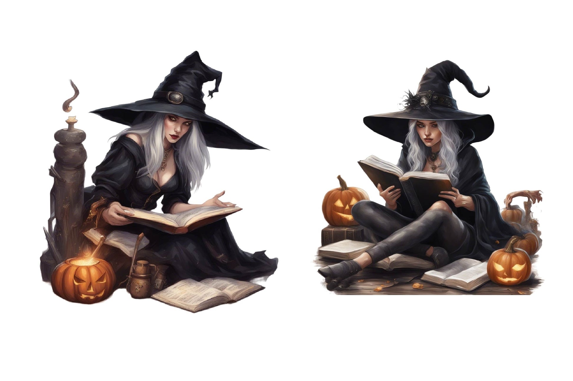 Little Witch Bookworms Halloween Clipart Bundle - CraftNest - Digital Crafting and Art