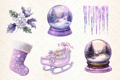 Pastel Purple Christmas Clipart Bundle 2 - CraftNest - Digital Crafting and Art