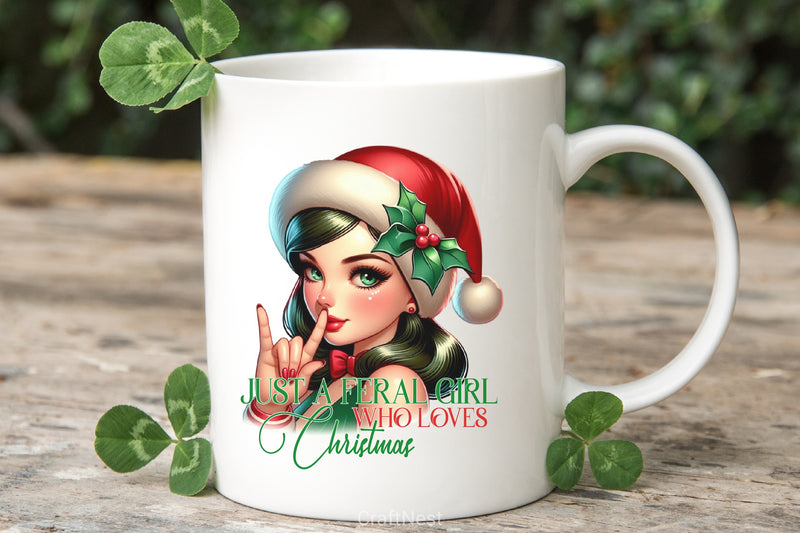 Christmas Feral Girl Clipart Bundle - CraftNest - Digital Crafting and Art