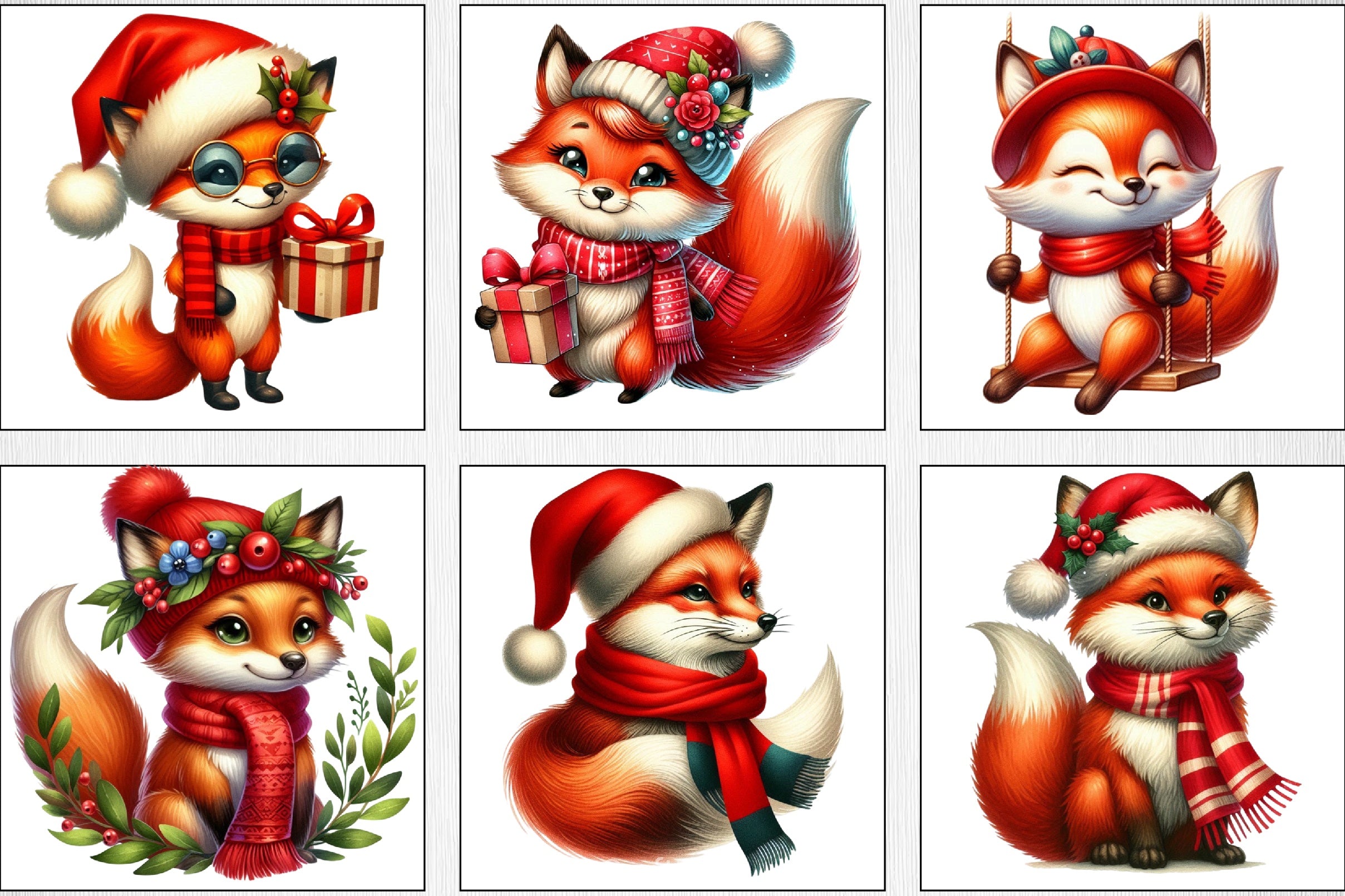 Christmas Fox Clipart Bundle - CraftNest - Digital Crafting and Art