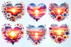 Heart Beach Sunset Clipart Bundle - CraftNest - Digital Crafting and Art