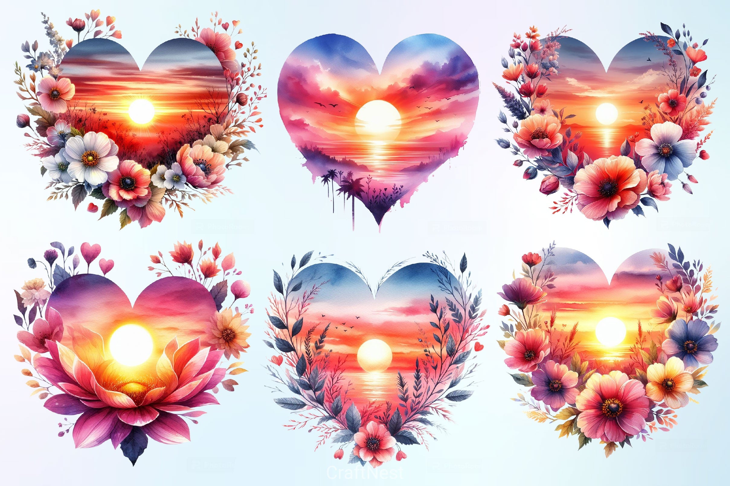 Heart Beach Sunset Clipart Bundle - CraftNest - Digital Crafting and Art