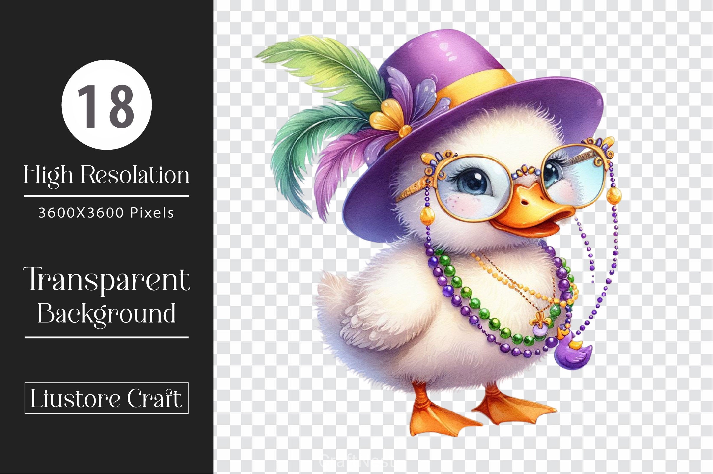 Mardi Gras Cute Duck Clipart Bundle 2 - CraftNest - Digital Crafting and Art